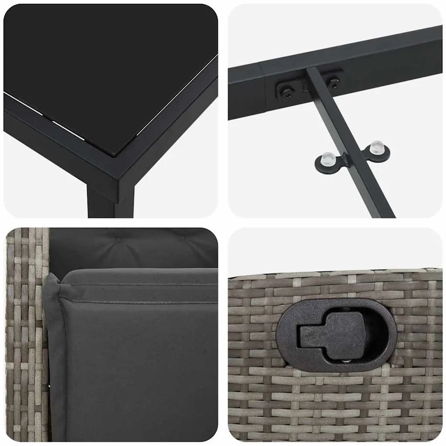 Ensemble de salle à manger pour jardin 5 pcs Gris polyrotin - 9