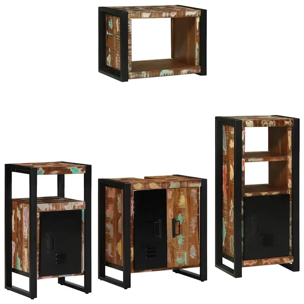 Ensemble de mobilier de salle de bain 4 pcs Bois Recyclé Solide