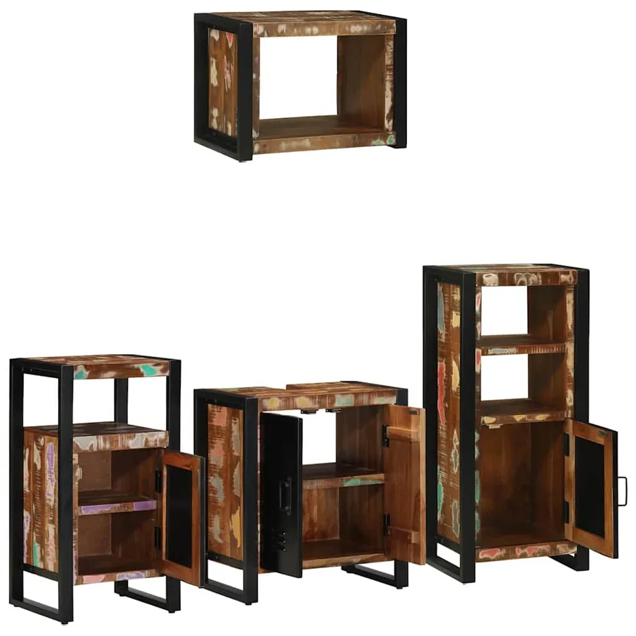 Ensemble de mobilier de salle de bain 4 pcs Bois Recyclé Solide - 3