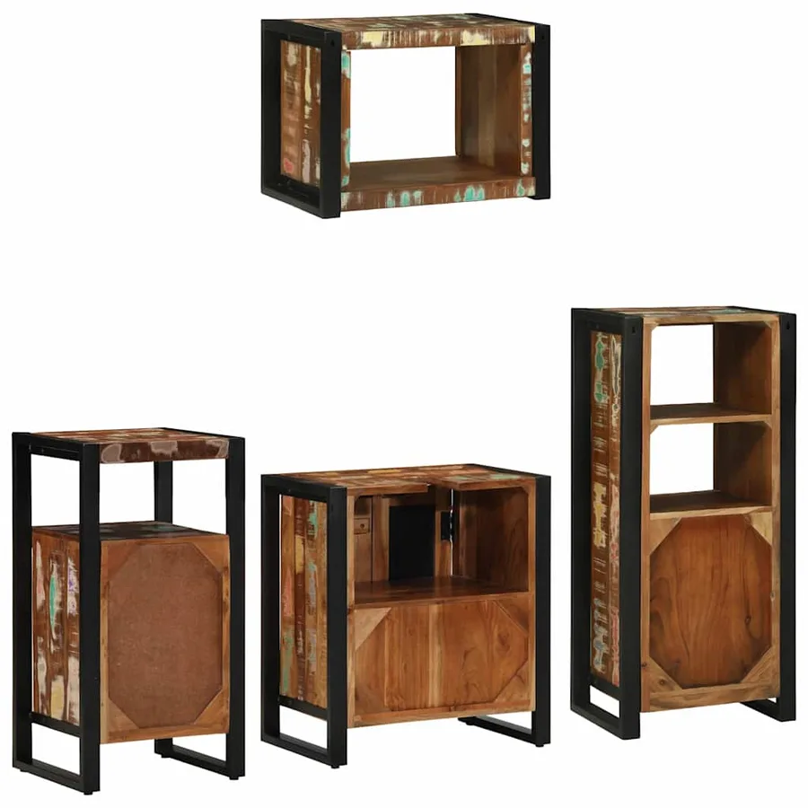 Ensemble de mobilier de salle de bain 4 pcs Bois Recyclé Solide - 8