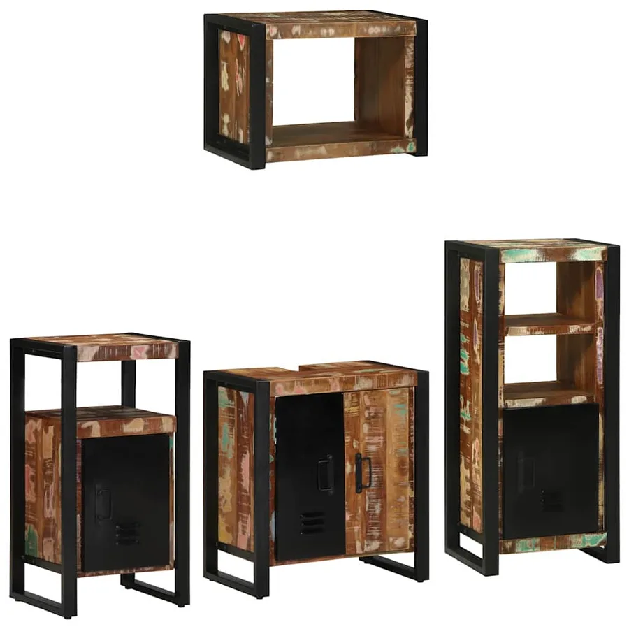 Ensemble de mobilier de salle de bain 4 pcs Bois Recyclé Solide - 9