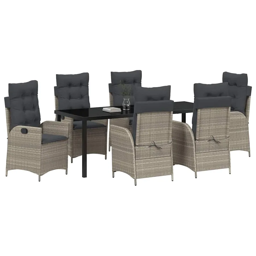 Ensemble de salle à manger pour jardin 7 pcs Gris clair - 3