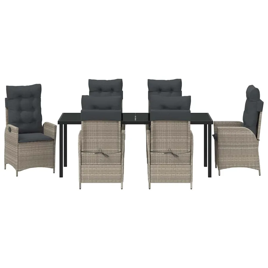 Ensemble de salle à manger pour jardin 7 pcs Gris clair - 7