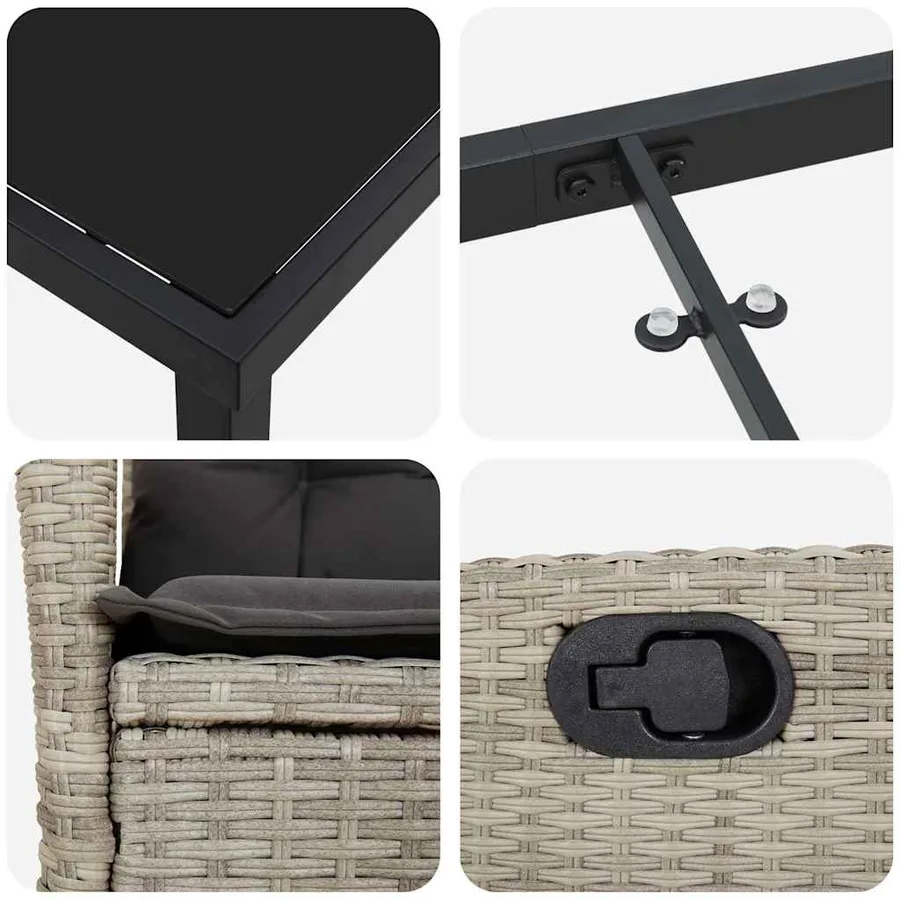 Ensemble de salle à manger pour jardin 7 pcs Gris clair - 9