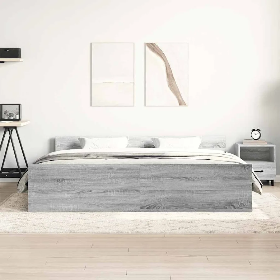 Cadre de lit sans matelas sonoma gris 180x200 cm - 3