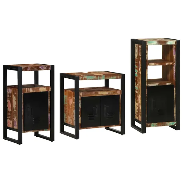 Ensemble de mobilier de salle de bain 3 pcs Bois Recyclé Solide