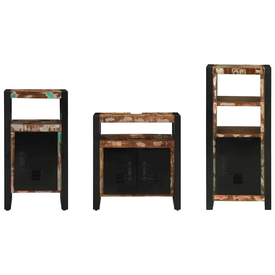 Ensemble de mobilier de salle de bain 3 pcs Bois Recyclé Solide - 7