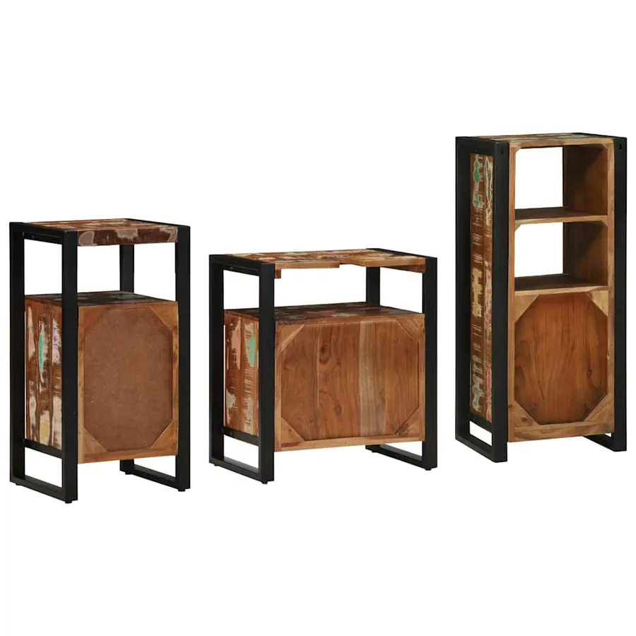Ensemble de mobilier de salle de bain 3 pcs Bois Recyclé Solide - 8