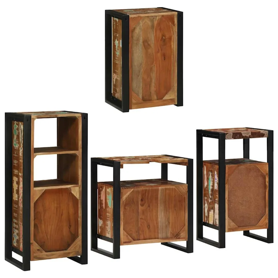 Ensemble de mobilier de salle de bain 4 pcs Bois massif recyclé - 10