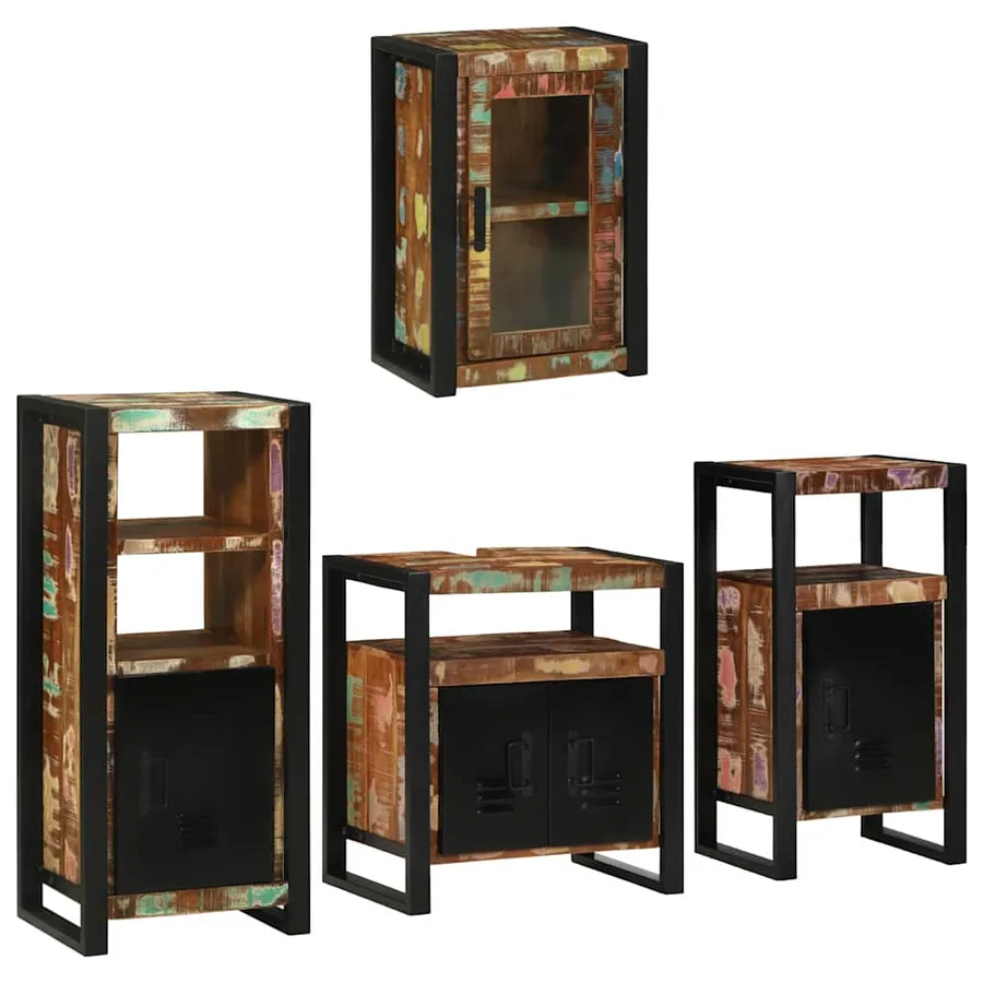 Ensemble de mobilier de salle de bain 4 pcs Bois massif recyclé - 2