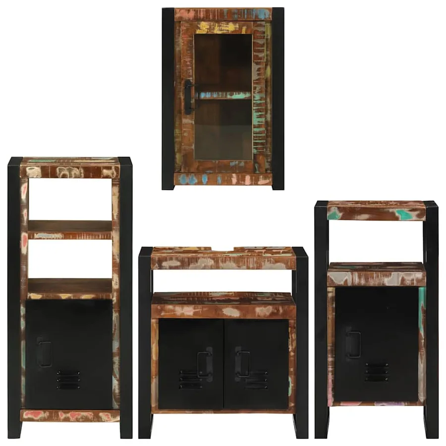 Ensemble de mobilier de salle de bain 4 pcs Bois massif recyclé - 9