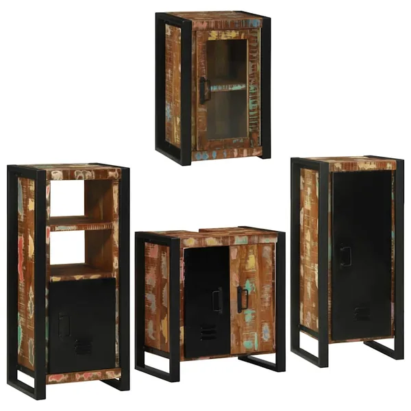 Ensemble de mobilier de salle de bain 4 pcs Bois massif recyclé