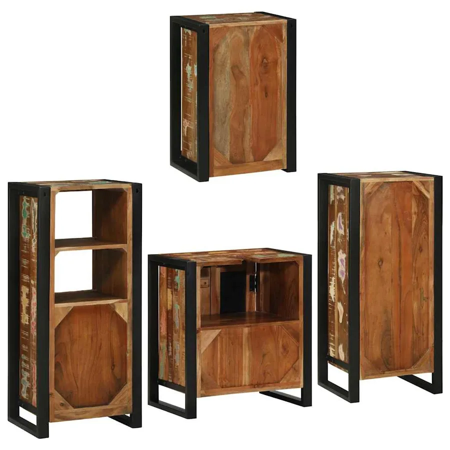 Ensemble de mobilier de salle de bain 4 pcs Bois massif recyclé - 10