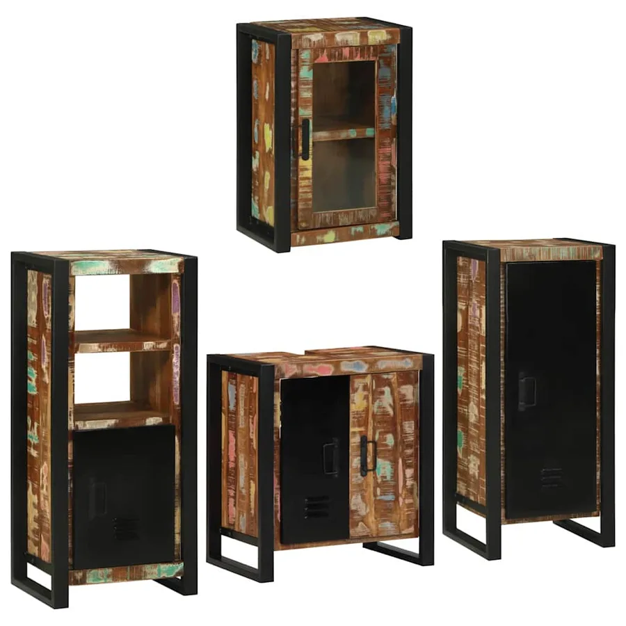 Ensemble de mobilier de salle de bain 4 pcs Bois massif recyclé - 2