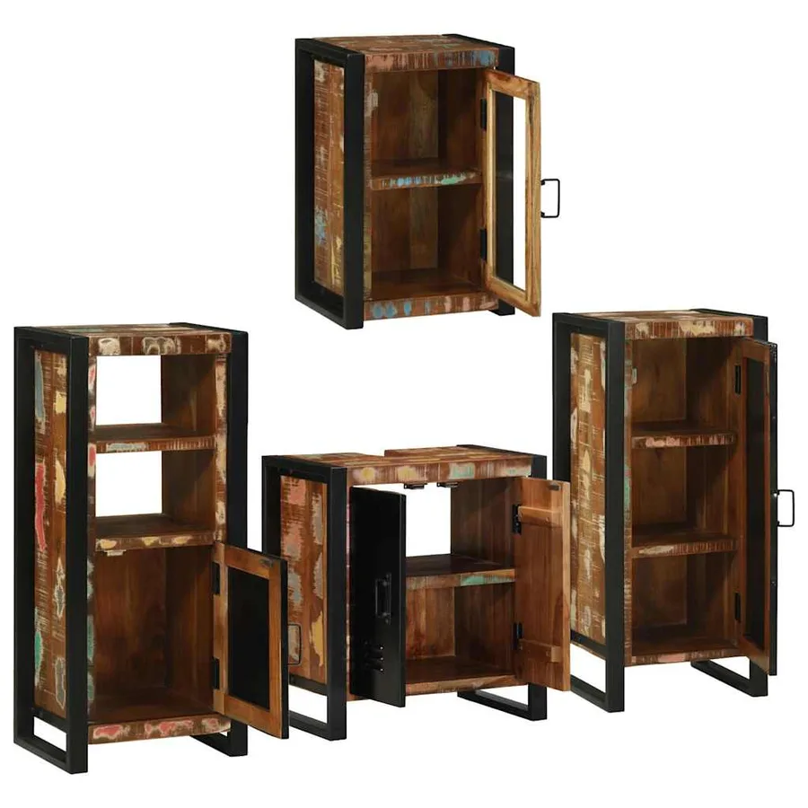 Ensemble de mobilier de salle de bain 4 pcs Bois massif recyclé - 4