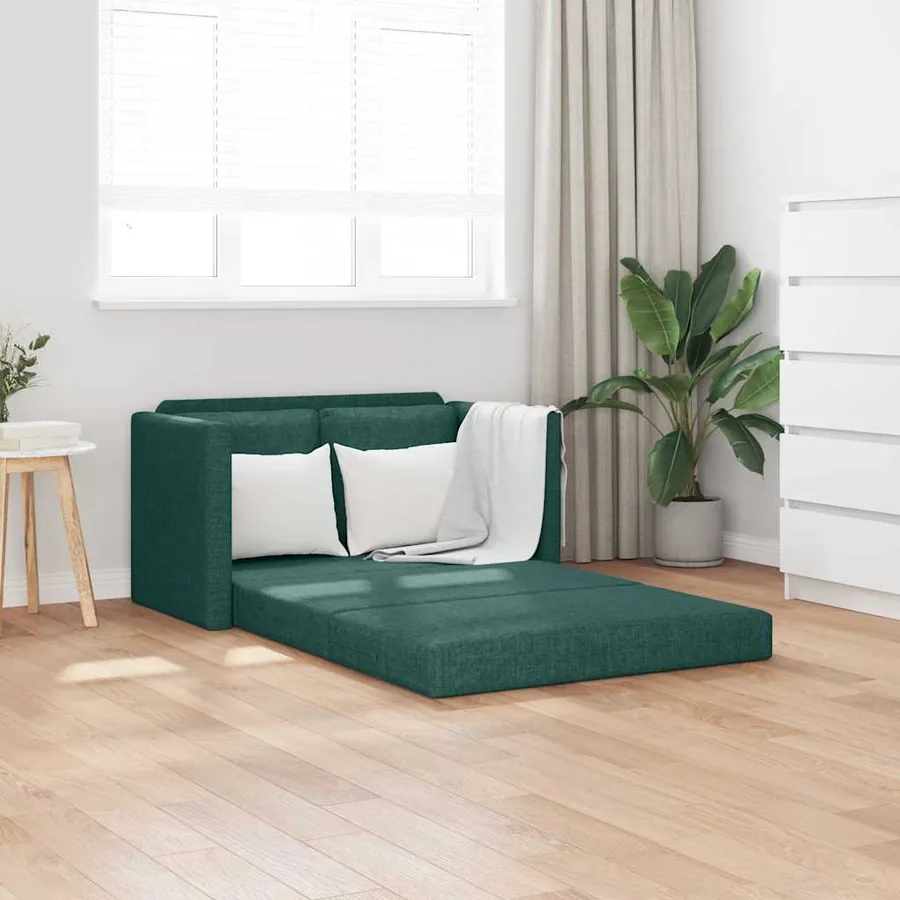 Canapé-lit 2 en 1 vert foncé 112x174x55 cm tissu