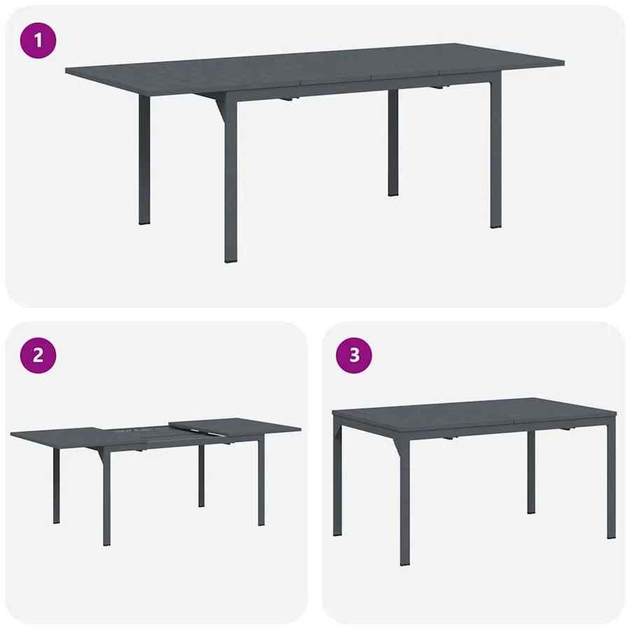 Table à dîner d'extérieur Anthracite 210 x 90 x 73 cm Acier - 11