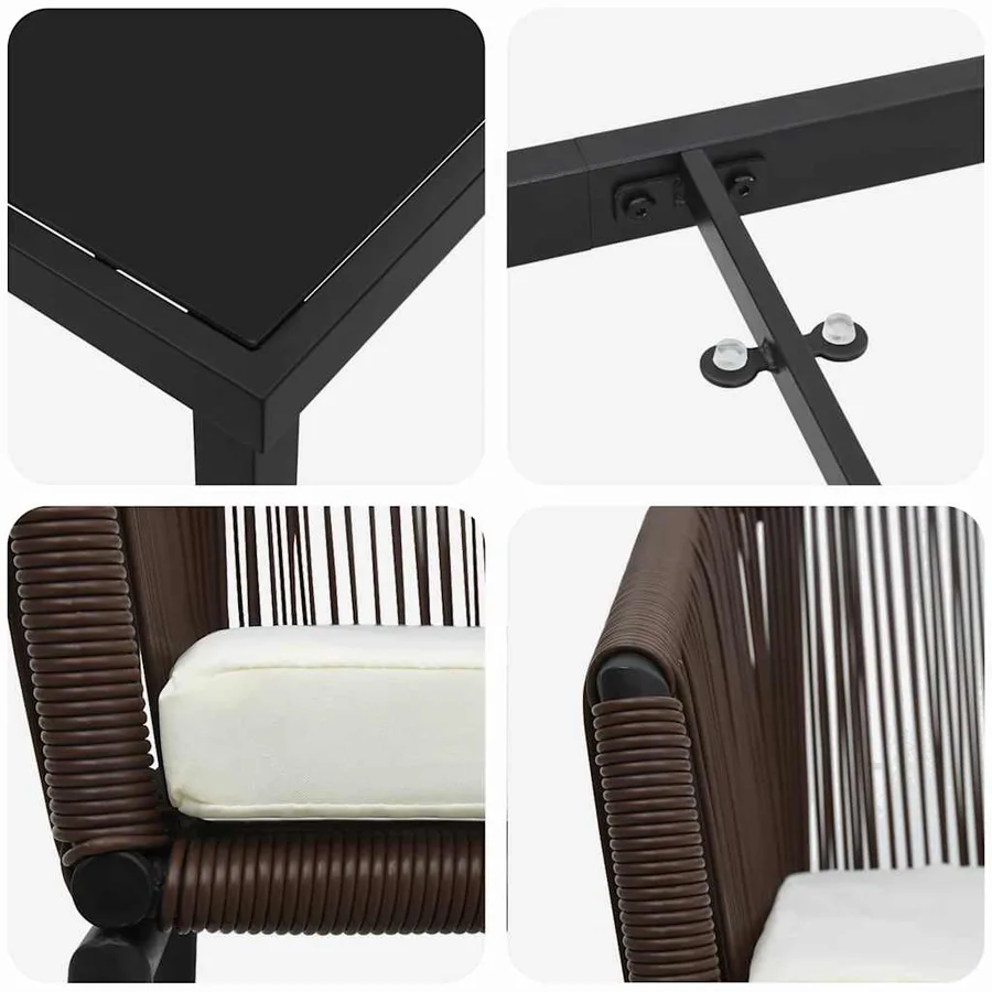 Ensemble de salle à manger pour jardin 7 pcs Marron - 9