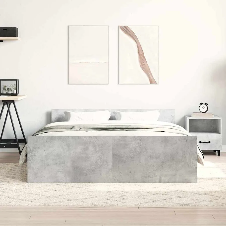 Cadre de lit sans matelas gris béton 140x200 cm - 3