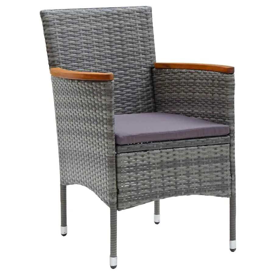 Ensemble de salle à manger pour jardin 5 pcs Gris polyrotin - 6