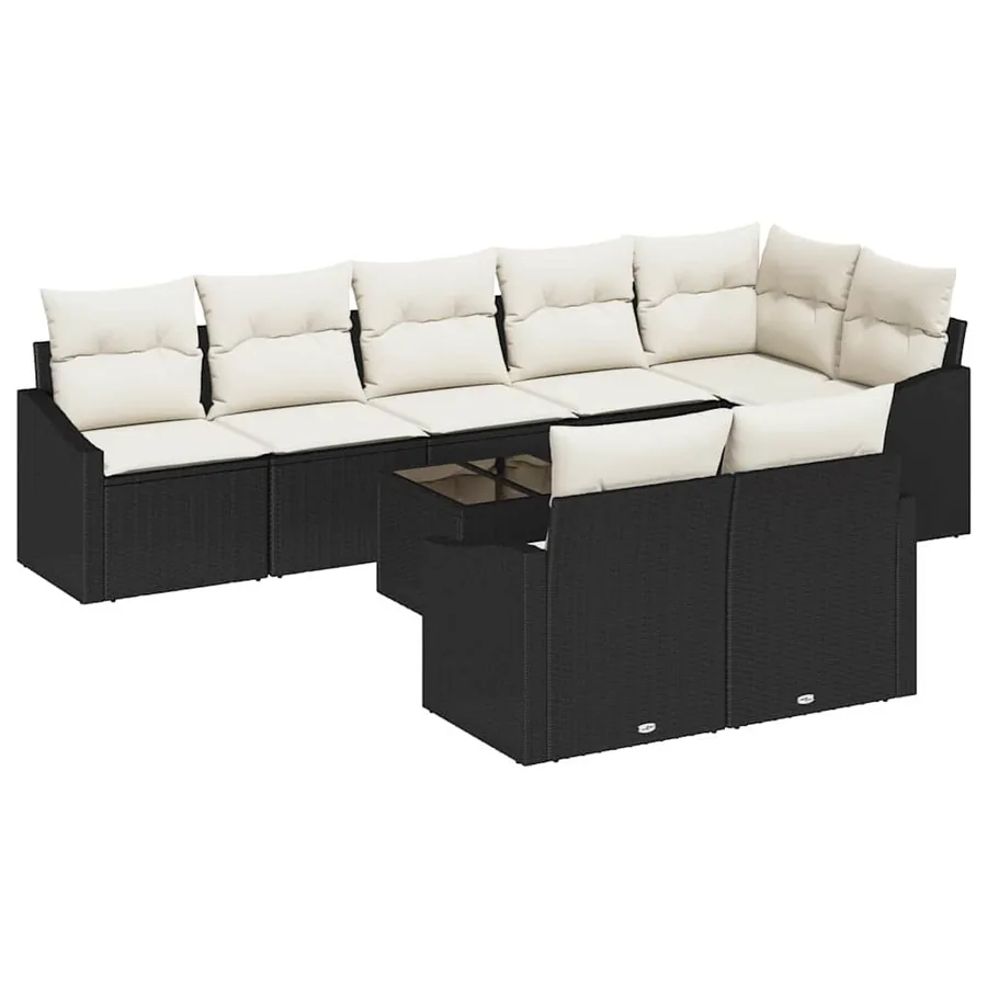 Ensemble de Canapés avec coussin 9 pcs Noir polyrotin - 2