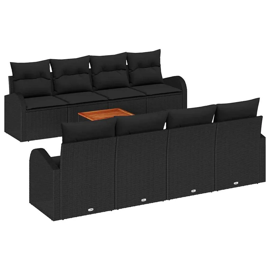 Ensemble de canapé de jardin avec stockage 9 pcs Noir polyrotin - 2