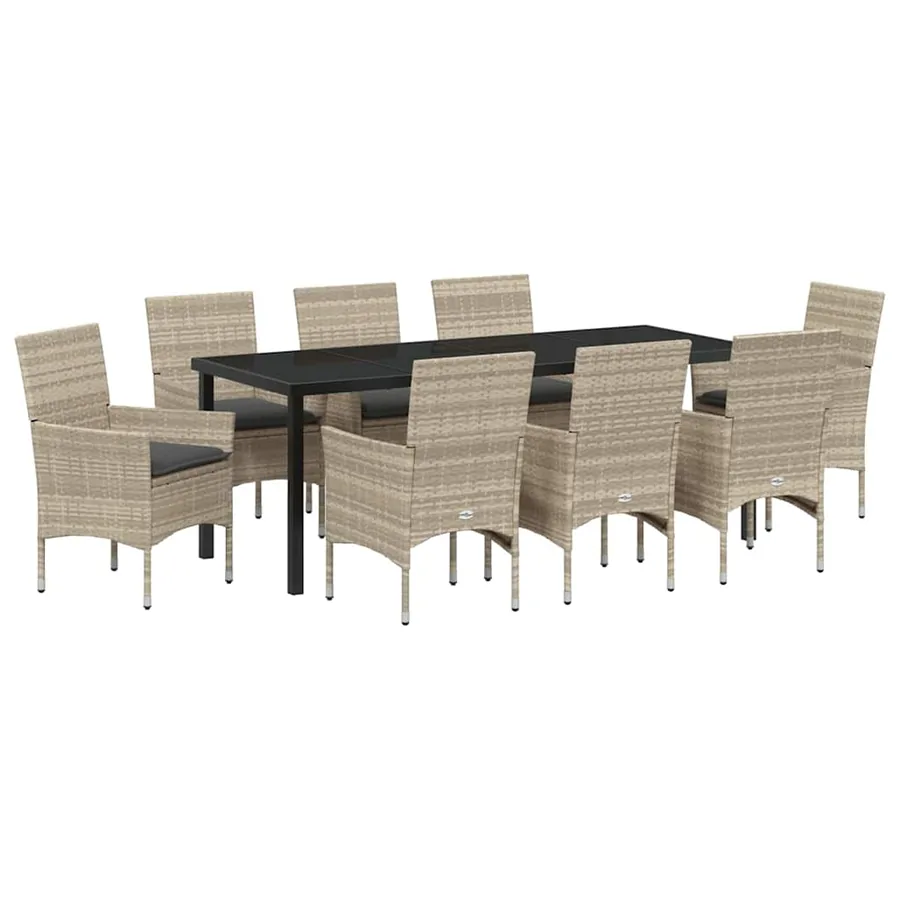Ensemble de salle à manger pour jardin 9 pcs Gris clair - 2