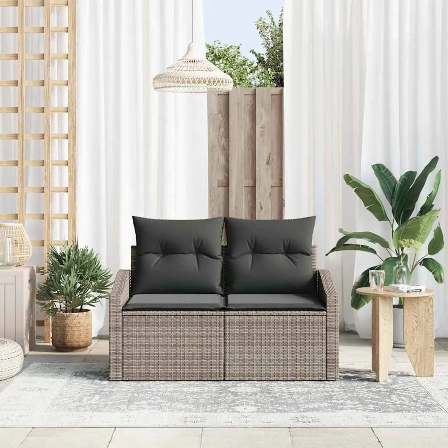 Canapé de jardin avec coussin 123 x 62 x 69 cm polyrotin - 3