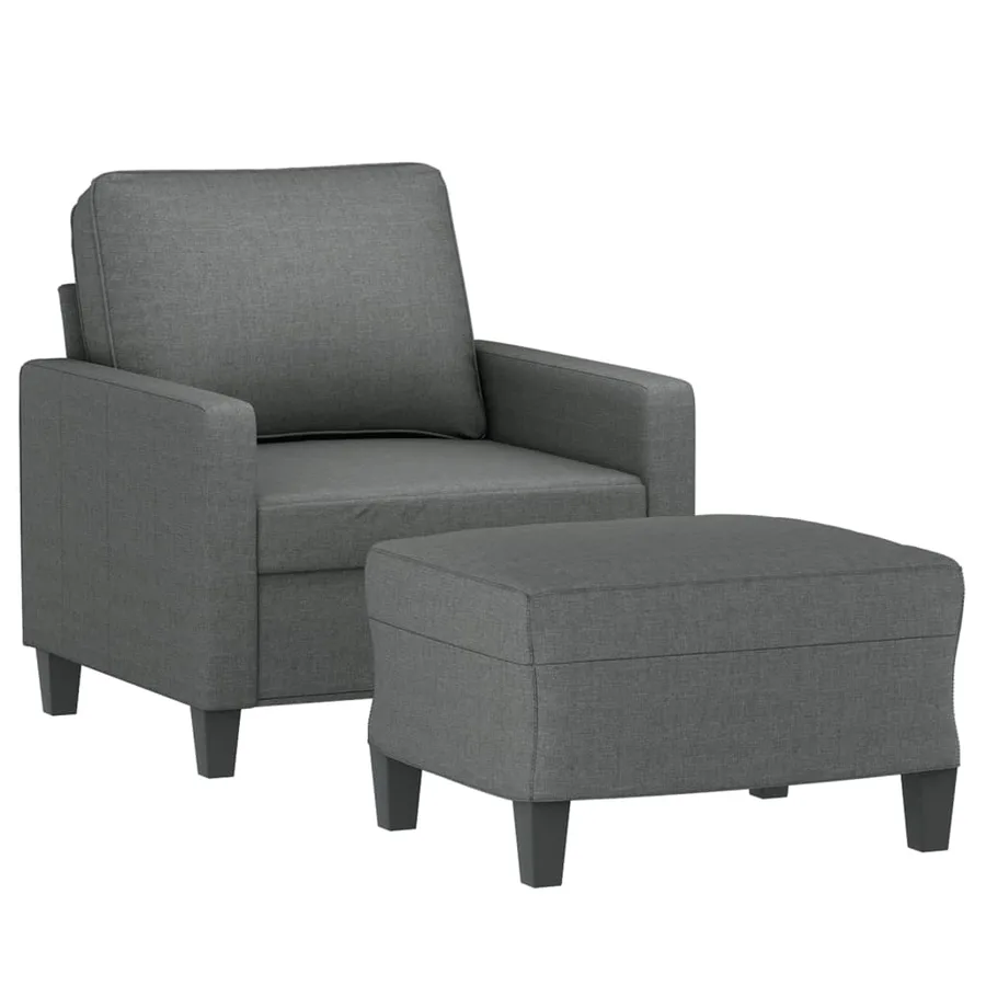 Fauteuil avec repose-pied Gris foncé 60 cm Tissu - 3