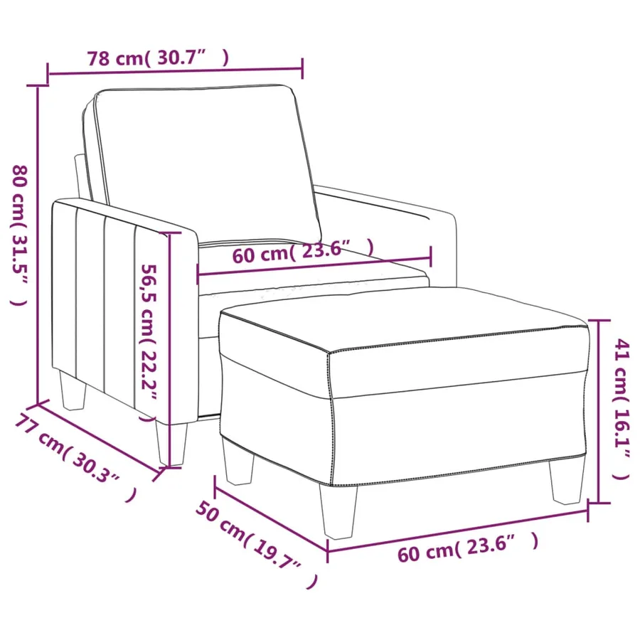 Fauteuil avec repose-pied Gris foncé 60 cm Tissu - 7
