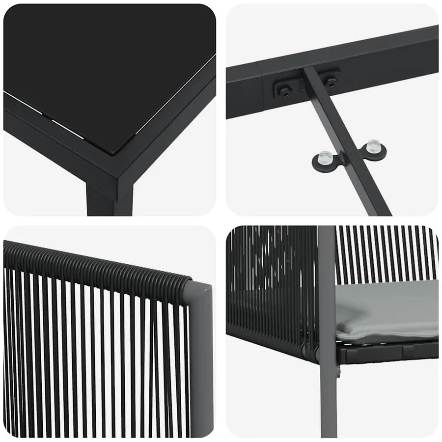 Ensemble de salle à manger pour jardin 5 pcs Noir Rotin PE - 9
