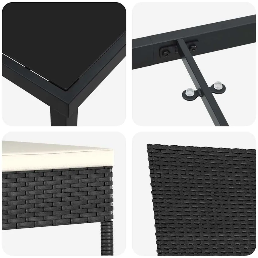 Ensemble de salle à manger pour jardin 7 pcs Noir - 9
