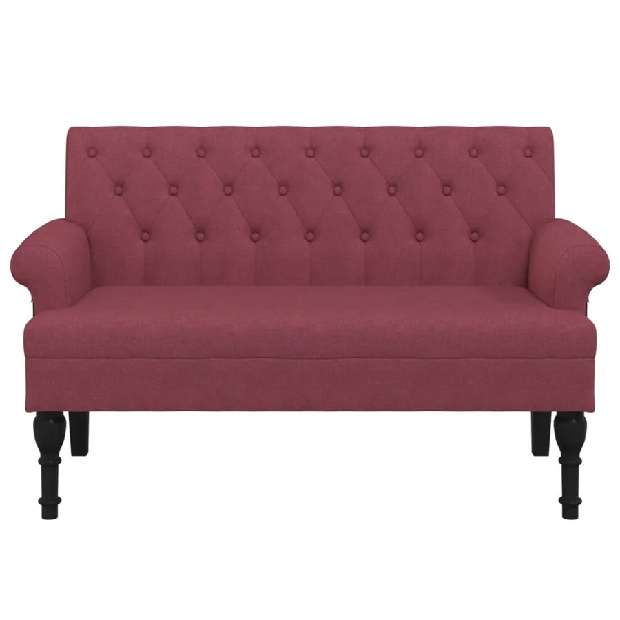 Banc avec dossier rouge bordeaux 120x62x75,5 cm tissu - 3