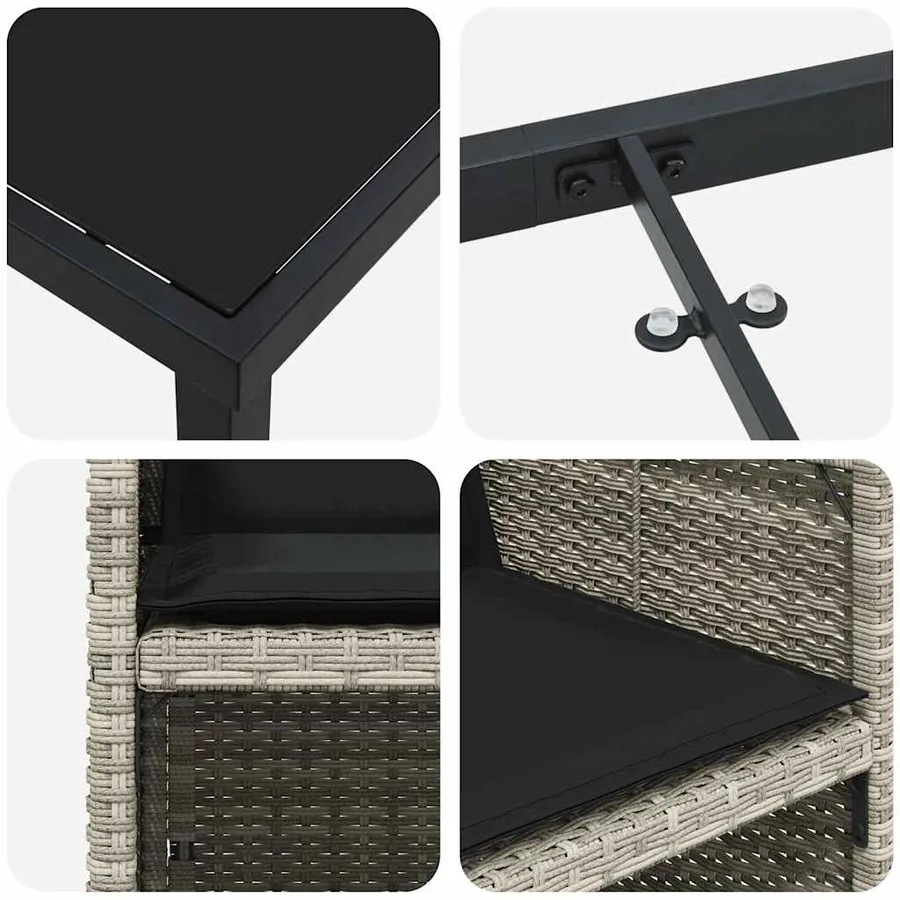 Ensemble de salle à manger pour jardin 9 pcs Gris clair - 9