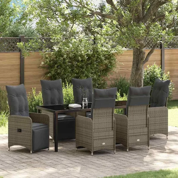 Ensemble de salle à manger pour jardin 7 pcs Beige polyrotin