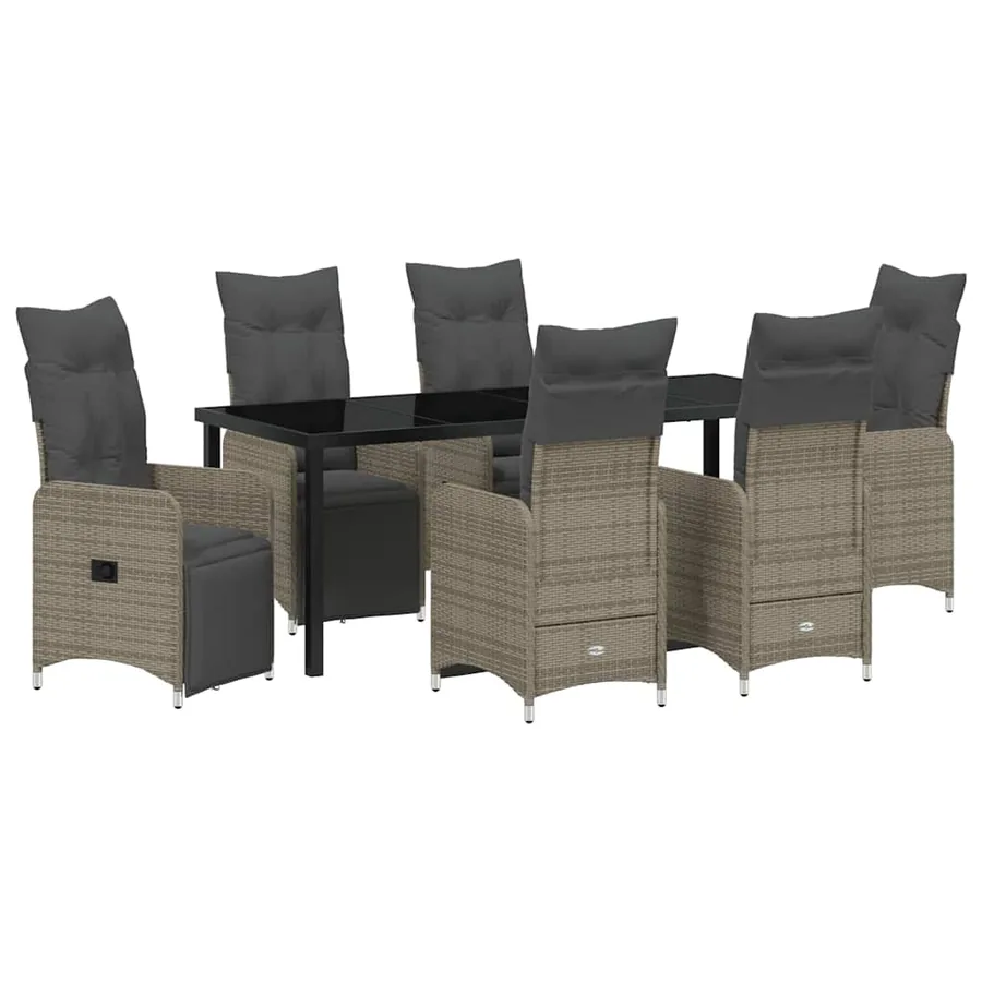 Ensemble de salle à manger pour jardin 7 pcs Beige polyrotin - 2