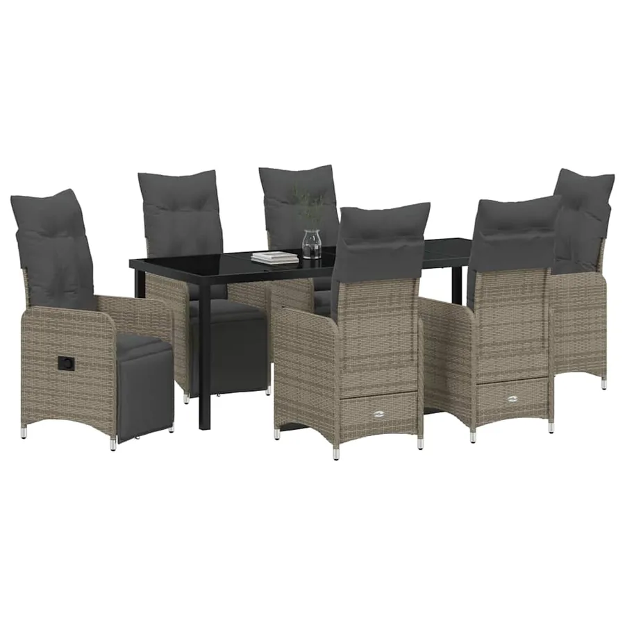 Ensemble de salle à manger pour jardin 7 pcs Beige polyrotin - 3