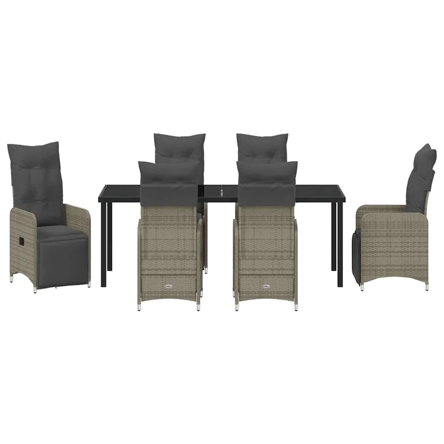 Ensemble de salle à manger pour jardin 7 pcs Beige polyrotin - 7