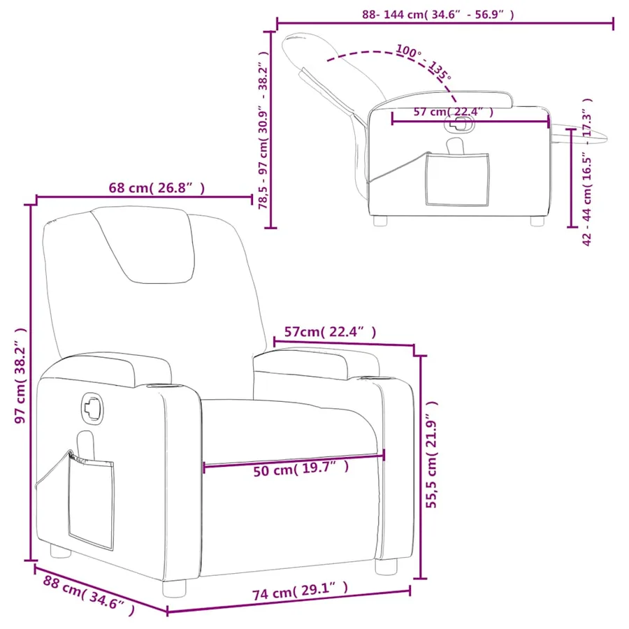 Fauteuil de massage inclinable Taupe Tissu - 13