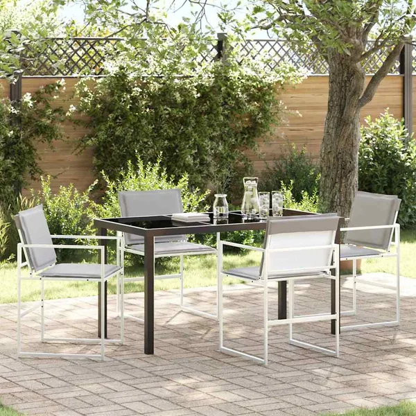 Ensemble de salle à manger pour jardin 5 pcs Blanc