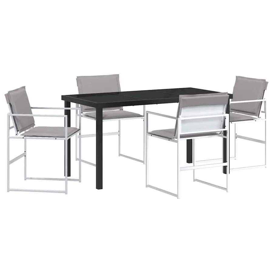 Ensemble de salle à manger pour jardin 5 pcs Blanc - 2