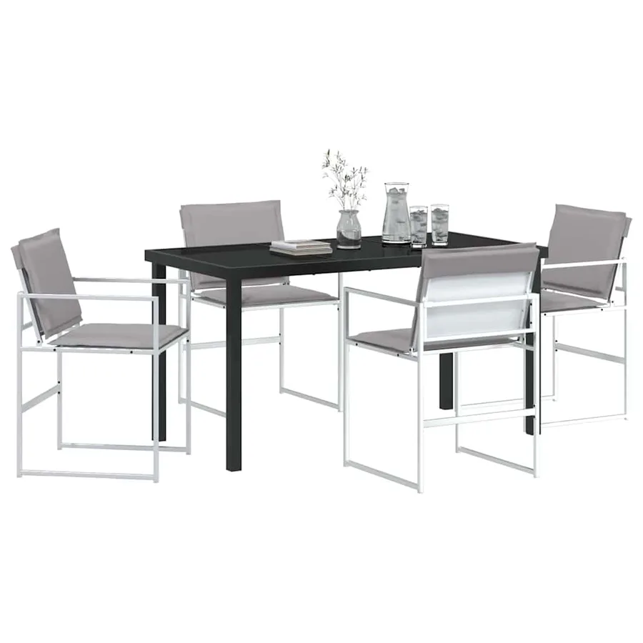 Ensemble de salle à manger pour jardin 5 pcs Blanc - 3