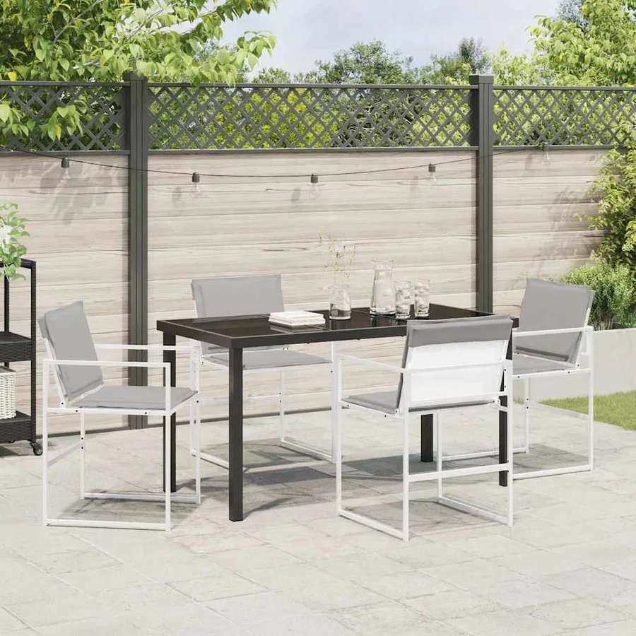 Ensemble de salle à manger pour jardin 5 pcs Blanc - 4