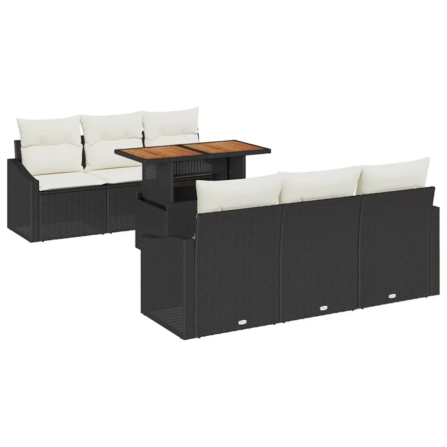 Ensemble de canapé de jardin 7 pc Noir et Crème - 2