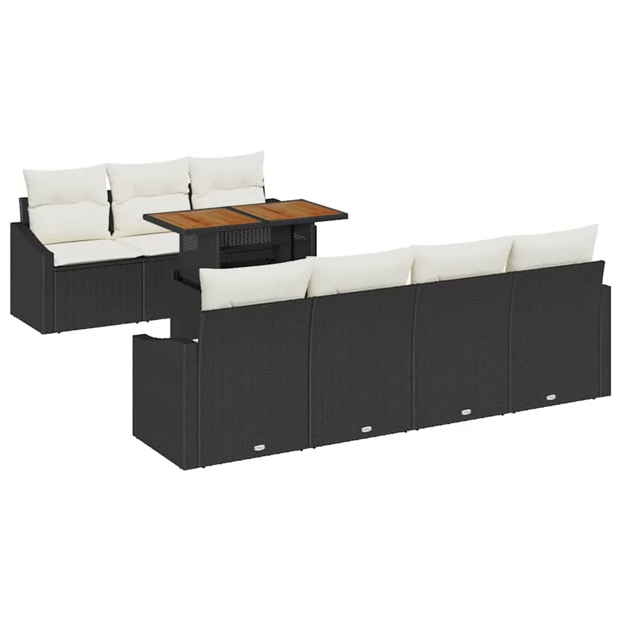 Ensemble de canapé de jardin 8 pc Noir et Crème - 2