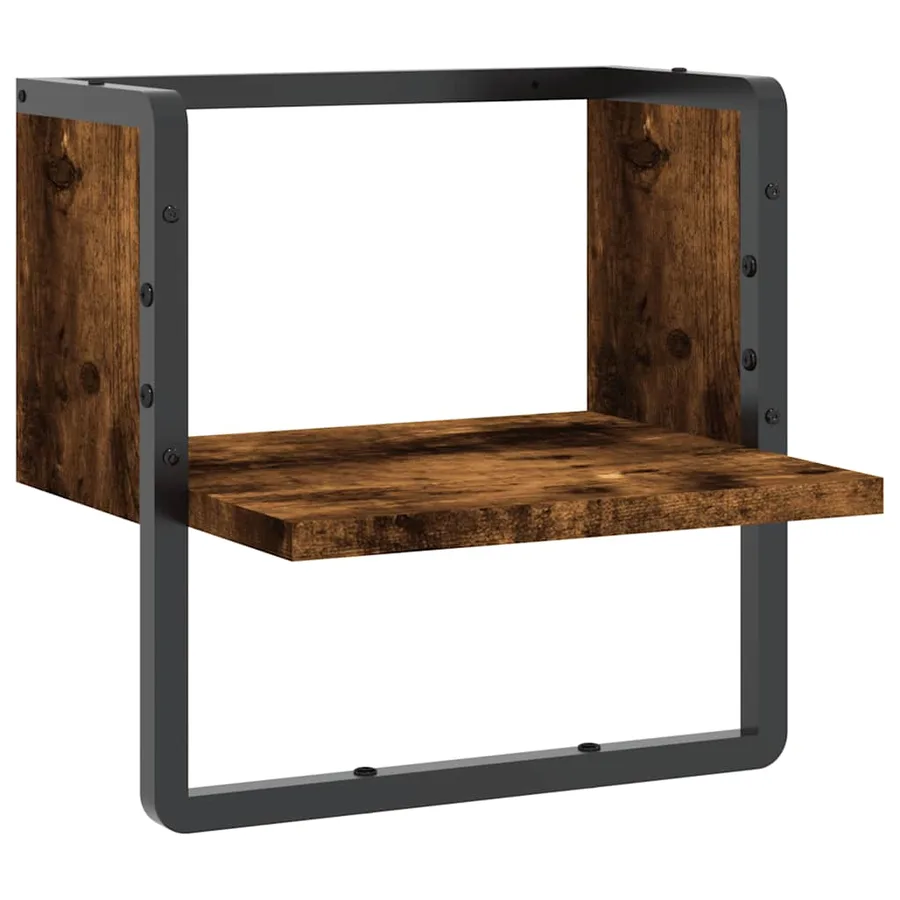 Étagère murale avec barre chêne fumé 30x25x30 cm - 2