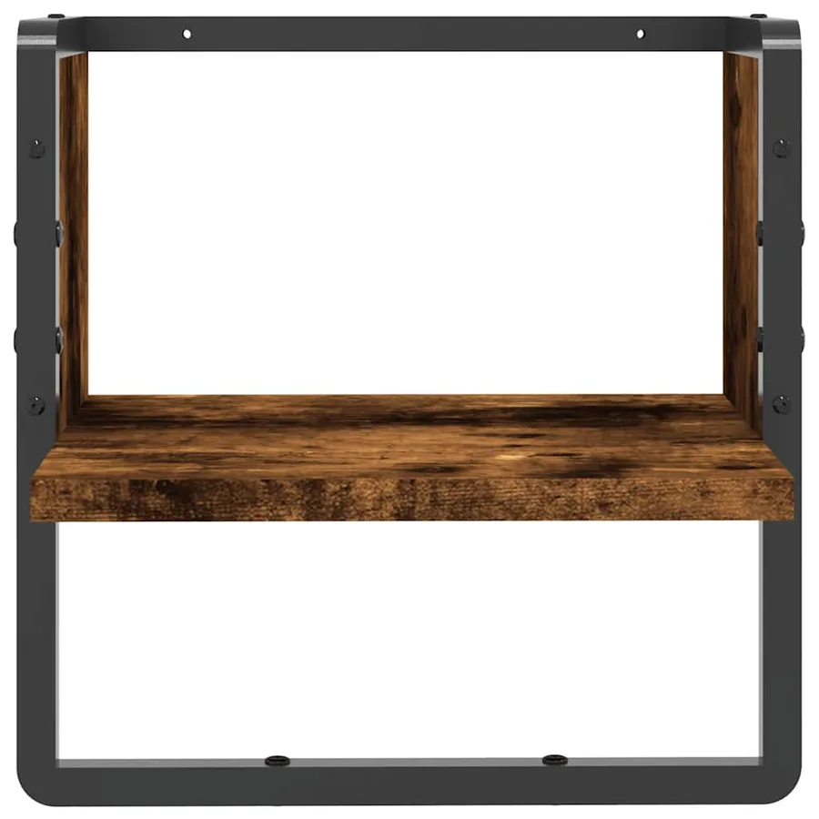 Étagère murale avec barre chêne fumé 30x25x30 cm - 4