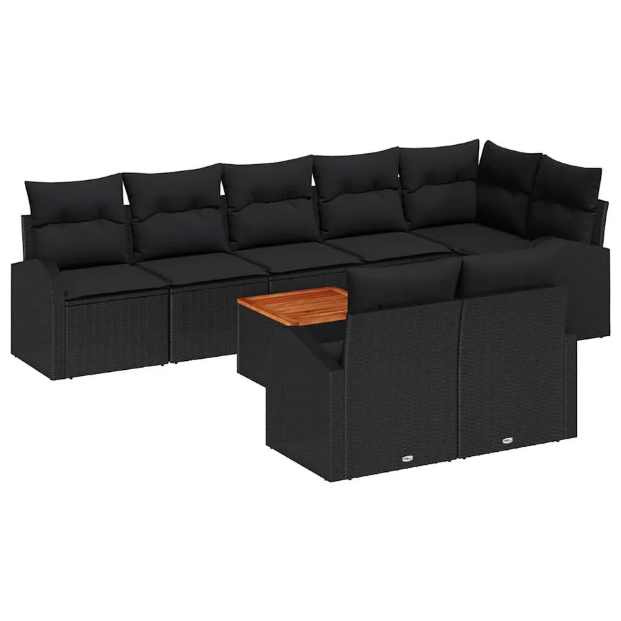 Ensemble de canapé de jardin avec stockage 9 pcs Noir polyrotin - 2