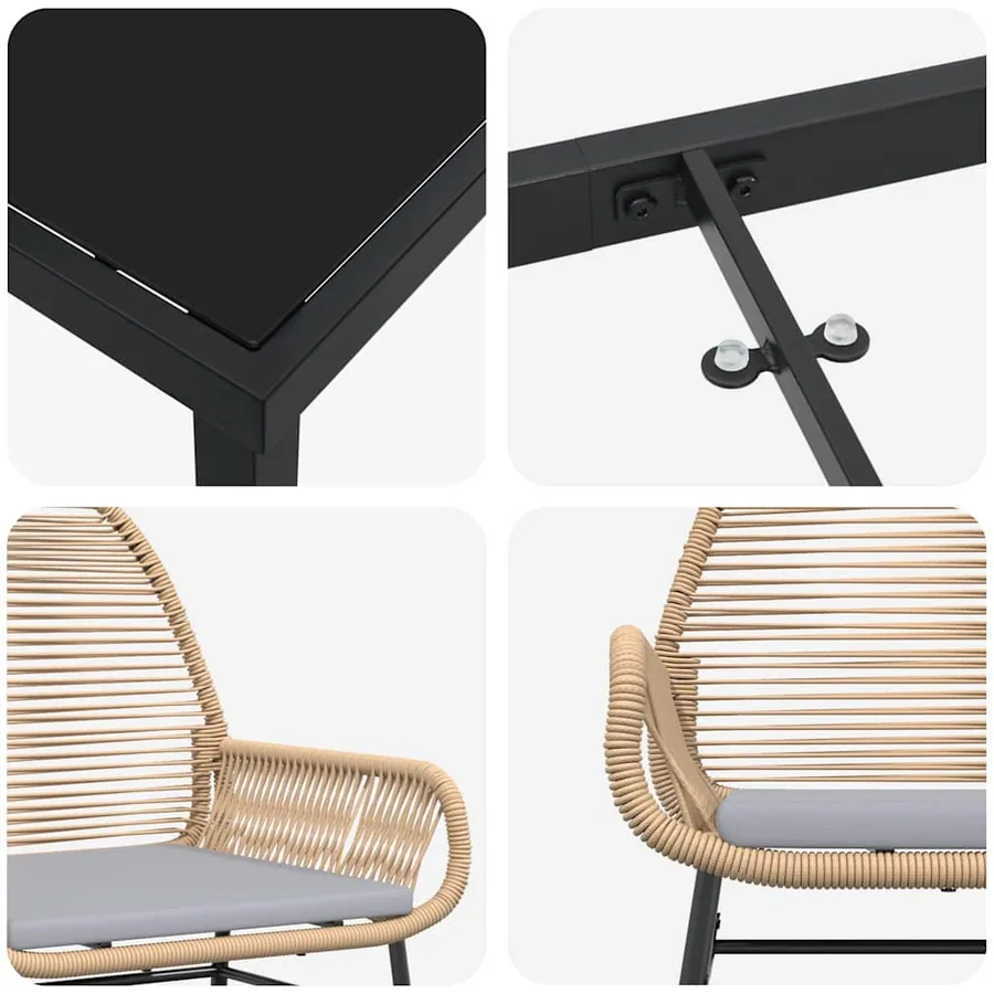 Ensemble de salle à manger pour jardin 7 pcs Marron polyrotin - 9