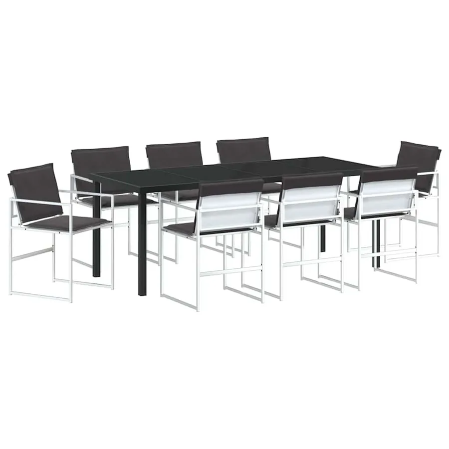 Ensemble de salle à manger pour jardin 9 pcs Blanc - 2